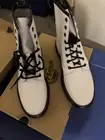 New Womens Doc Dr. Martens Leather Combat Boots Size 8 White NIB