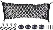Adjustable Elastic Heavy Duty Cargo Net, Nylon Car Trunk Rear Cargo Organizer, Hook Up Elastic Envelope Luggage Net Truck Bed Storage (36"x 15.7") Universal Fit for Car, SUV, Truck - Black.