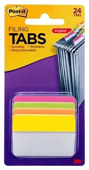 Post-It Filing Tabs Bright Colours 50 x 38mm 24-Pack - Box of 6