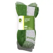 John Deere Light Heather/Grey Comfort Crew Socks 4 Pairs Size 8-12 LP68856-JD