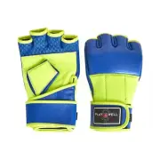 Playwell Ultimate Leather 4oz MMA Gloves Blue Sparring Training Mitts Grappling