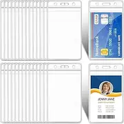 ID Card Holders, 30 Pcs Vertical Badge Holders for Name Tag, Credit, Bus Cards (Clear)