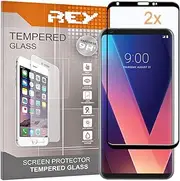 [REY] Pack of 2 3D Tempered Glass Screen Protectors for LG V30 Black Screen Protector 9H+ Hardness Anti-Scratch Oil Bubbles Full Protection 3D 4D 5D