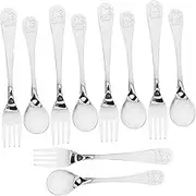 Alipis Ergonomic Toddler Fork Spoon Stainless Steel for Boys and Girls Dishwasher Safe for Training