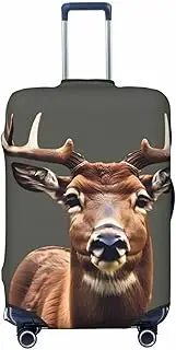 [CADREWY] Beauty Deer Print Travel Suitcase Cover Luggage Protector with Elastic Anti Scratch for Carry On, Black, Small