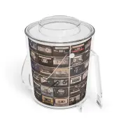 Vintage art cassette cooler ice bucket with tongs 3qt frozen 3 hrs acrylic lucit