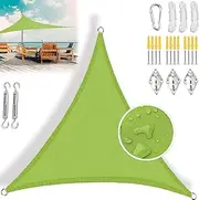 Sun Shade Sail, Triangle UV Block Waterproof Polyester Garden Sail Canopy, with Hardware Kits and Rope, for Outdoor Garden Patio Party Backyard- Green|| 3x3x3m(10x10x10ft)