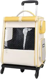 JISADER Pet Cat Carrier Backpack Pet Carry Backpack Wheeled Pet Carrier Backpack for Bunny, Yellow