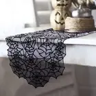 Halloween Party Decorations Elegant Tablecloth Set with Spider Web Design Black