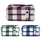 Dreamaker Gingham Flannel Plush Electric Heated Throw Blanket Reversible Fabric