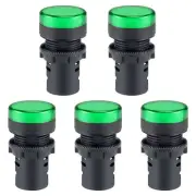 5Pcs AC/DC 12V Indicator Lights, Green LED, Flush Panel Mount 7/8" 22mm