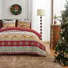 Christmas Queen Comforter Set - 4 Pieces Christmas Fluffy Bedding Sets, Farmh...