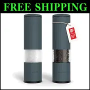 Stylish Adjustable Ceramic Spice Mill Set - Salt & Pepper Grinders in Stone Blue