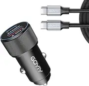 GOYIY USB C Car Charger, 38W 2-Port PD3.0&QC3.0 Metal Fast Car Charger with 3.3ft 60W Braided USB C Cable Fast Charging for iPhone 15 Pro Max Plus iPad Pro Galaxy S23