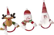 CIMAXIC 3Pcs Christmas Hanging Decor Towel Ring Holder Santa Snowman Reindeer Wall Mount Towel Holder Festive Tree Pendant for Home Decoration Holiday Cheer