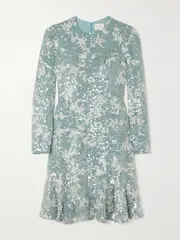 [Erdem] Erdem - Bette Sequined Embroidered Crepe Mini Dress - Light blue - UK 10 UK 10 Blue
