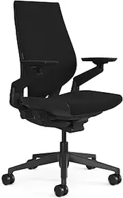 Steelcase Gesture Ergonomic Office + Gaming Chair, 360° 4D Arms, Adjustable Lumber & Seat-Depth, 4-Way Tilt-Stop, Tension Recline, Easy Assembly, Licorice Black Fabric, Black Frame