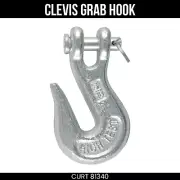CURT Clevis Grab Hook 5/16" 7/16 Pin Forged Steel 3.9K Work Load HeavyDuty 81340