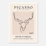 Galrie Elegant Minimalist Art Print of Picasso's Animal Drawings, Poster Only, A0 84 x 119cm (33 X 47inch)