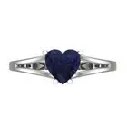 1.50 Heart split shank Blue Sapphire Promise Engagement Ring 14k White Gold