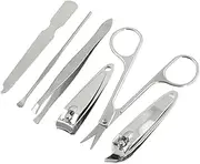6 in 1 Fushsia Case Nail Cutter Cuticle Trimmer Flie Earpick Scissors Set