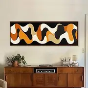 Amber Waves Framed Print Boho Abstract Wall Art Modern Home Decor Mcm Style Black Background Wall Art