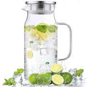 1.2 Liter 40 oz Glass Pitcher with Lid and Spout, Glass Water Pitcher for Fri...