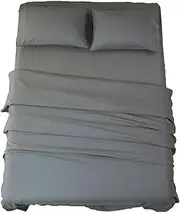 SONORO KATE Bed Sheet Set Super Soft Microfiber 1800 Thread Count Luxury Egyptian Sheets 16-Inch Deep Pocket Wrinkle -4 Piece(Queen Dark Grey)