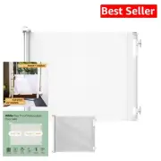 Easy Install Retractable Dog Gate – 71" Wide, One-Handed Operation in White