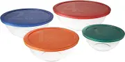 Pyrex Smart Essentials Glass Mixing Bowl Set with Lids (8 Pieces)