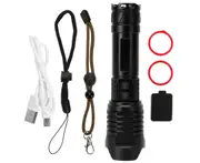 Solar Powered LED Flashlight High Bright Waterproof Torch for Camping Emergency Outdoor