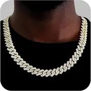 KKJTDS Miami Cuban Link Chain for Men 14mm Diamond Iced Out Cuban Link Chain Necklace Bracelet Hip Hop Jewelry Mens Women