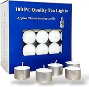 9 Hour Tea Light Candles Unscented Bulk Pack – Smokeless & Non-Toxic – Long Burning White Tealights for Home, Events, Weddings, Aromatherapy, and Emergencies – Clean & Steady Flame