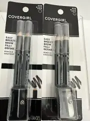 2 Packs of 2 - Covergirl Fill +Define Eye Brow Pencils & Sharpener #500 BLACK