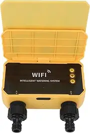 WiFi Sprinkler Timer, Programmable Water Timer with Solar Panel, Type C Charging, Rain Delay, Manual Watering System, for Yard Lawn, 2 Outlets