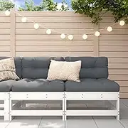 Sofas with Cushions 2 pcs White Solid Wood Pine Living Room Furniture Seating