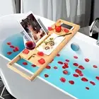 Bamboo Bathtub Bath tub Tray Table Caddy Tray Cellphone,Book,Tray Wineglass Hold