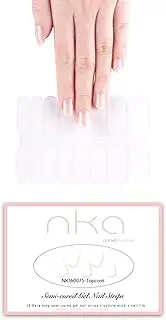 NKA Semi Cured Gel Nail Polish Strips -16 Extra Long Double Ended Nail Wraps Stickers -UV Lamp Curing Gel Nail Strip-Top Coat