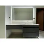 沐譽實體店面丨訂製304不銹鋼浴櫃結合化妝台丨訂製無框方形智能鏡