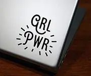 Salt City Graphics GRL PWR Decal, Girl Power Sticker - Inspirational, Feminist, Empowered Woman - Vinyl Decal, Vinyl Sticker Black Black 4 inches Wide