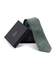 [Ferrari Formalwear] Linen Tie & Hank Box Set in Emerald Green