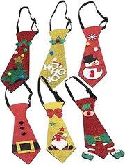 [ibasenice] 6pcs Christmas Party Bow Tie Decor Xmas Necktie Snowman Reindeer Tree Tie