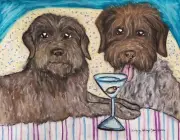 WIREHAIRED POINTING GRIFFON Martini Dog Art Print 8.5 x 11 Signed Artist KSams
