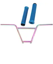 OG Lowrider Handlebar 736 Chromoly Neo Chrome & BMX Flangeless Light Blue Grips