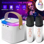 Portable Mini Karaoke Machine Bluetooth Speaker & 2 Microphone with RGB Light