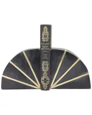 CosmoLiving by Cosmopolitan Set Of 2 Geometric Black Marble Bookends With Gold Inlay