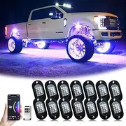YiLaie RGB LED Rock Lights, 210 LEDs Lights with Phone App/Remote Control & Timing & Music Mode Rock Lights Kits, Waterproof Underglow Light for ATV RZR UTV SUV Off Road AUTO Motorcycle (14 Pods)