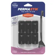 Permastik Small Black Kitchen Hooks - 6 Pack