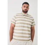 Mens Stone Plus Textured Stripe Polo