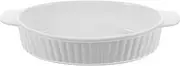 Hoement Elegant Double Ear Ceramic Baking Tray 8 Inch Gratin Pan Food Bowl Kitchen Tableware Easy to Clean